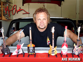 Michael Anthony Displaying Collection of Licensed Miniature Bass Guitars by AXE HEAVEN® (and another one of his cool cars!)