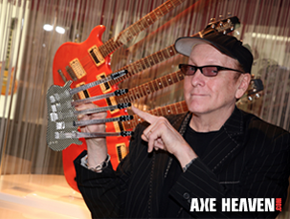 Rick Nielsen Holding Licensed Miniature Five-Neck Checkerboard Guitar by AXE HEAVEN®