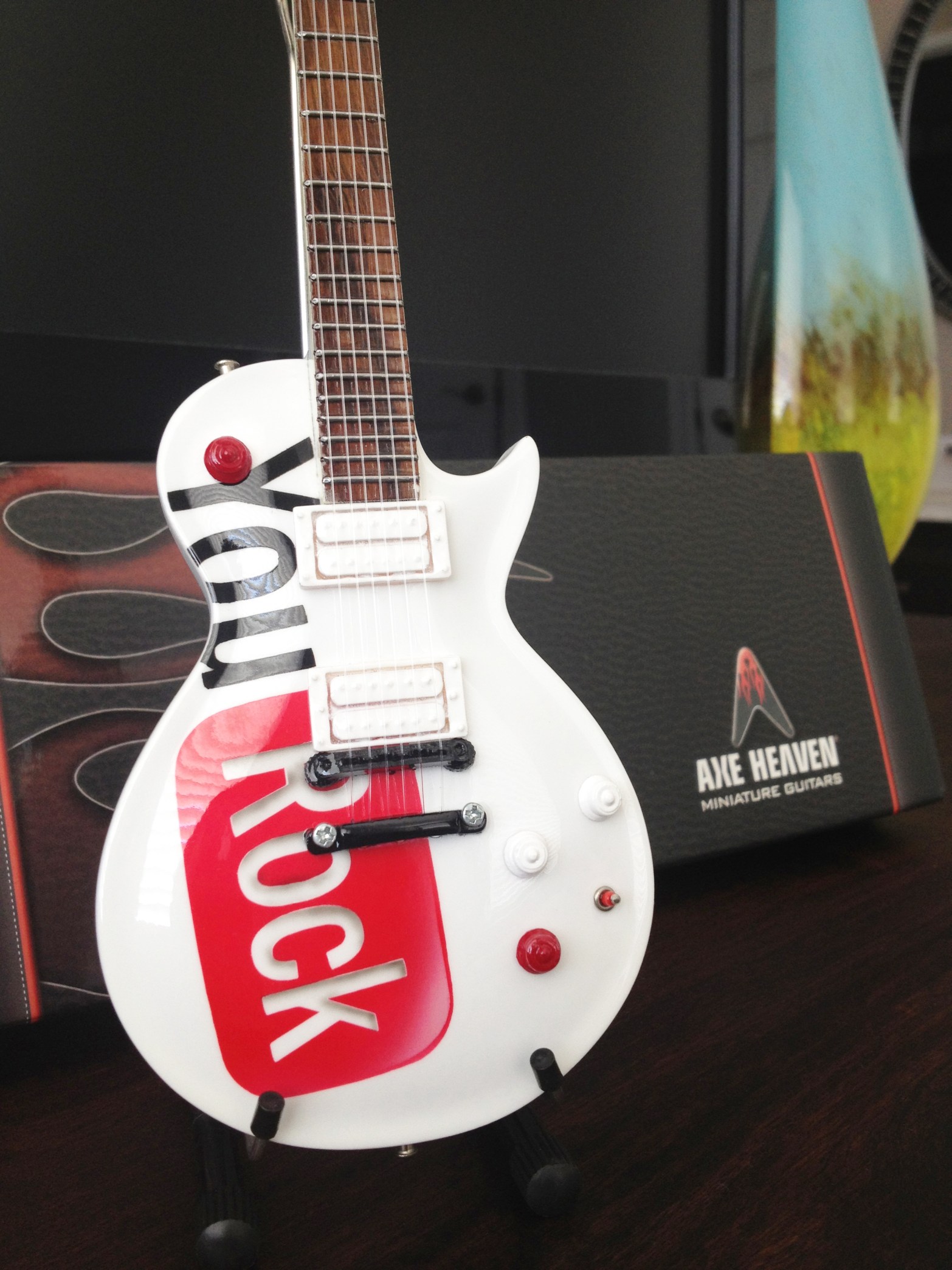 Google YouRock Employee Award Mini Guitar with Miniature Guitar Stand