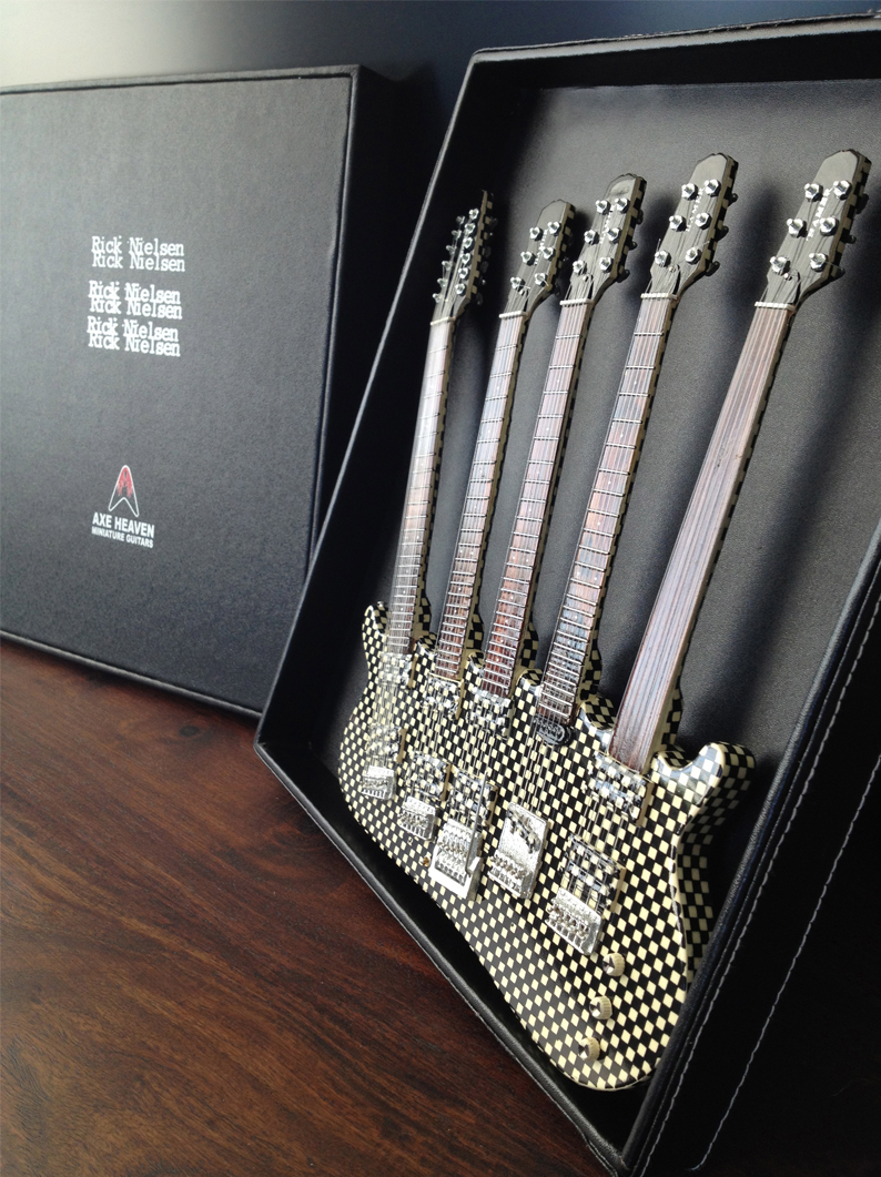 Rick Nielsen Five-Neck Checkered Miniature Guitar Replica by AXE HEAVEN®