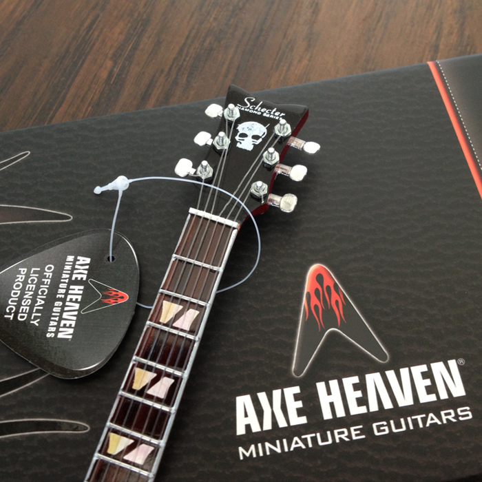 Headstock of Zacky Vengeance Custom Promotional Miniature Guitar by AXE HEAVEN® - Hand-Crafted with Extraordinary Detail