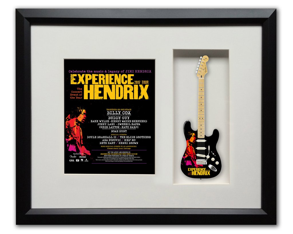Limited Edition 22″ x 19″ 2017 Experience Hendrix Tour Framed Shadow Box with Strat™ Mini Guitar