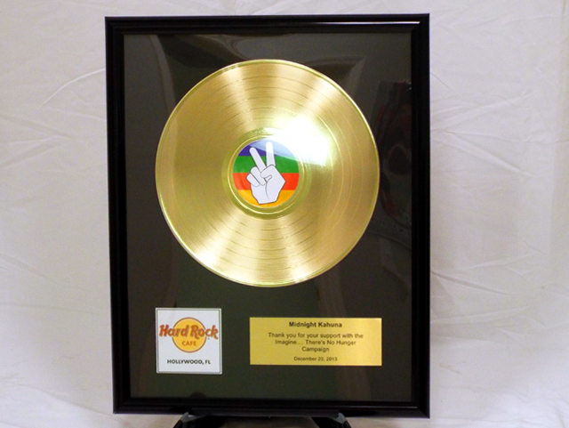 Gold Record Plaque for Hard Rock Cafe - 12" Deluxe