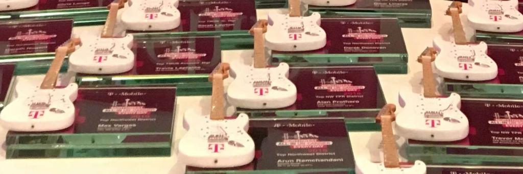 T-Mobile Glass Rockstar Awards with Promo Miniature Guitar