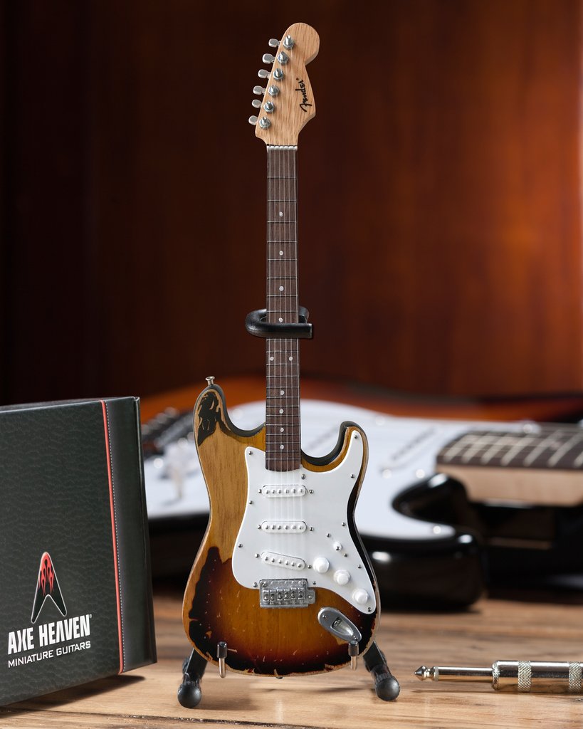 Officially Licensed Kenny Wayne Shepherd Mini Fender™ Strat™ Vintage 1961 Sunburst Guitar Model by AXE HEAVEN®