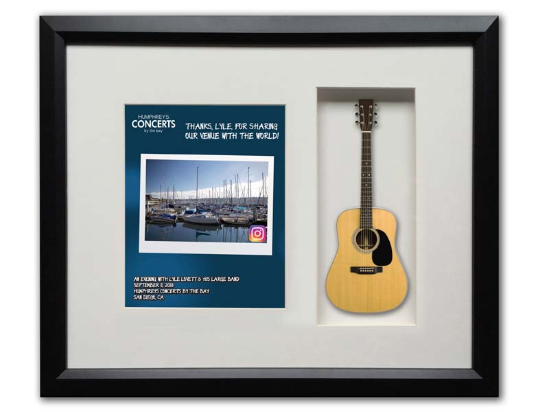 22"_x 19" Shadowbox with Acoustic Mini Guitar Presented to Lyle Lovett