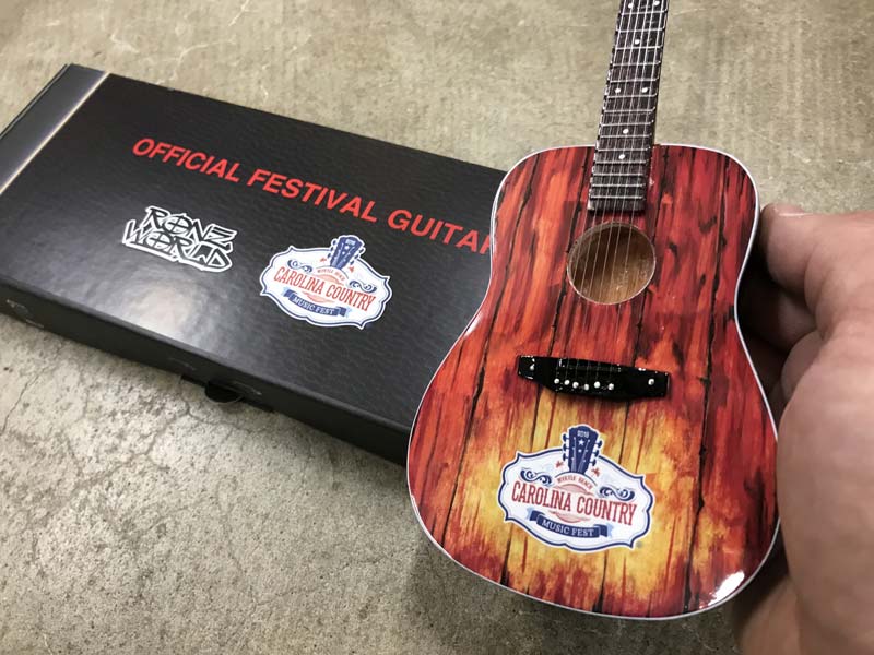 Carolina Country Music Fest Custom Promo Mini Guitar by RonzWorld & Gift Box with Custom Label