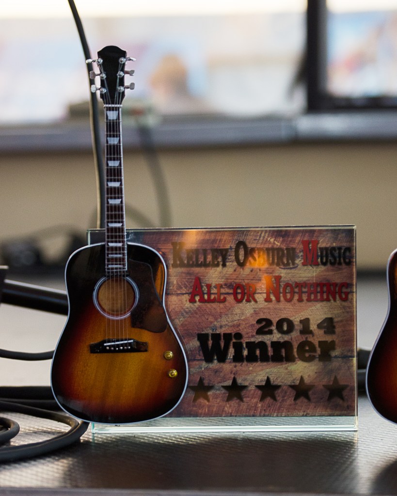 Rockstar Award - 7" x 5" Glass Frame with Acoustic Mini Guitar