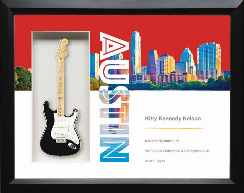 22"; x 19" Austin Shadow Box Rockstar Guitar Award