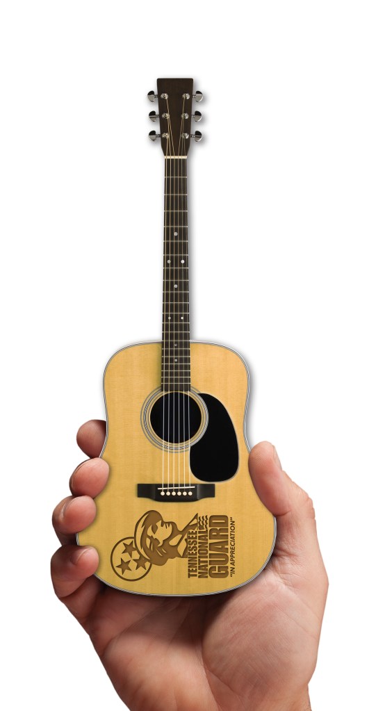 Virtual of Tennessee National Guard Laser-Engraved Acoustic Mini Guitar by AXE HEAVEN®