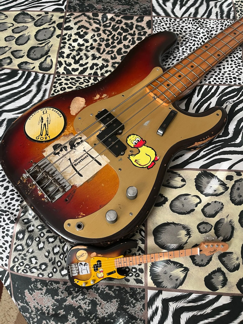 Duck Dunn Original '59 Fender™ Precision Bass™ Duck Bass and Miniature Replica Model Collectible by AXE HEAVEN®