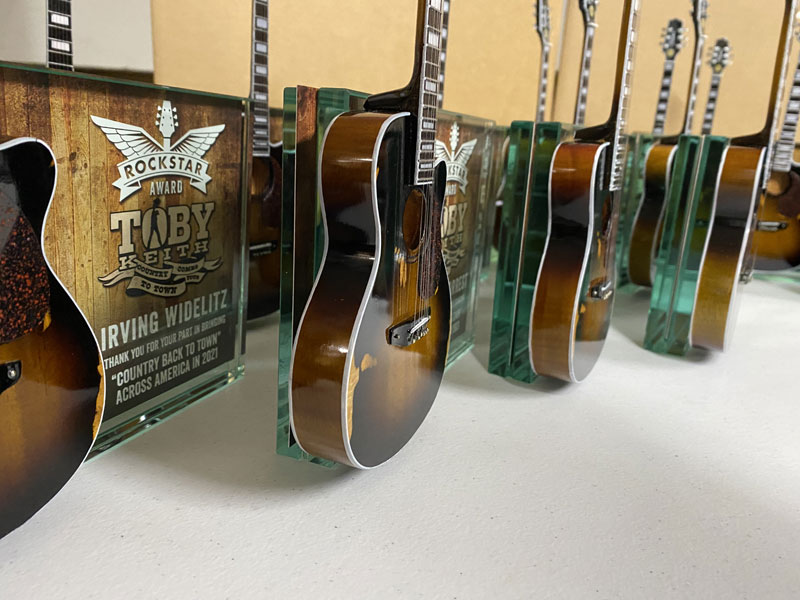 Toby Keith 2021 Tour Personalized Rockstar Awards with Mini Guitar