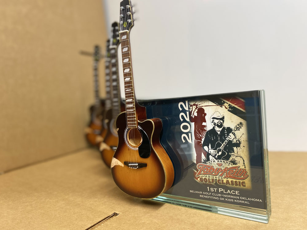 Golf Trophy with Acoustic Mini Guitar for 2022 Toby Keith Golf Tournament