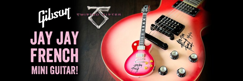 REAL AUTOGRAPHED - Gibson Les Paul Jay Jay French Twisted Sister Pinkburst 1:4 Scale Mini Guitar Model (REAL GUITAR NOT INCLUDED)