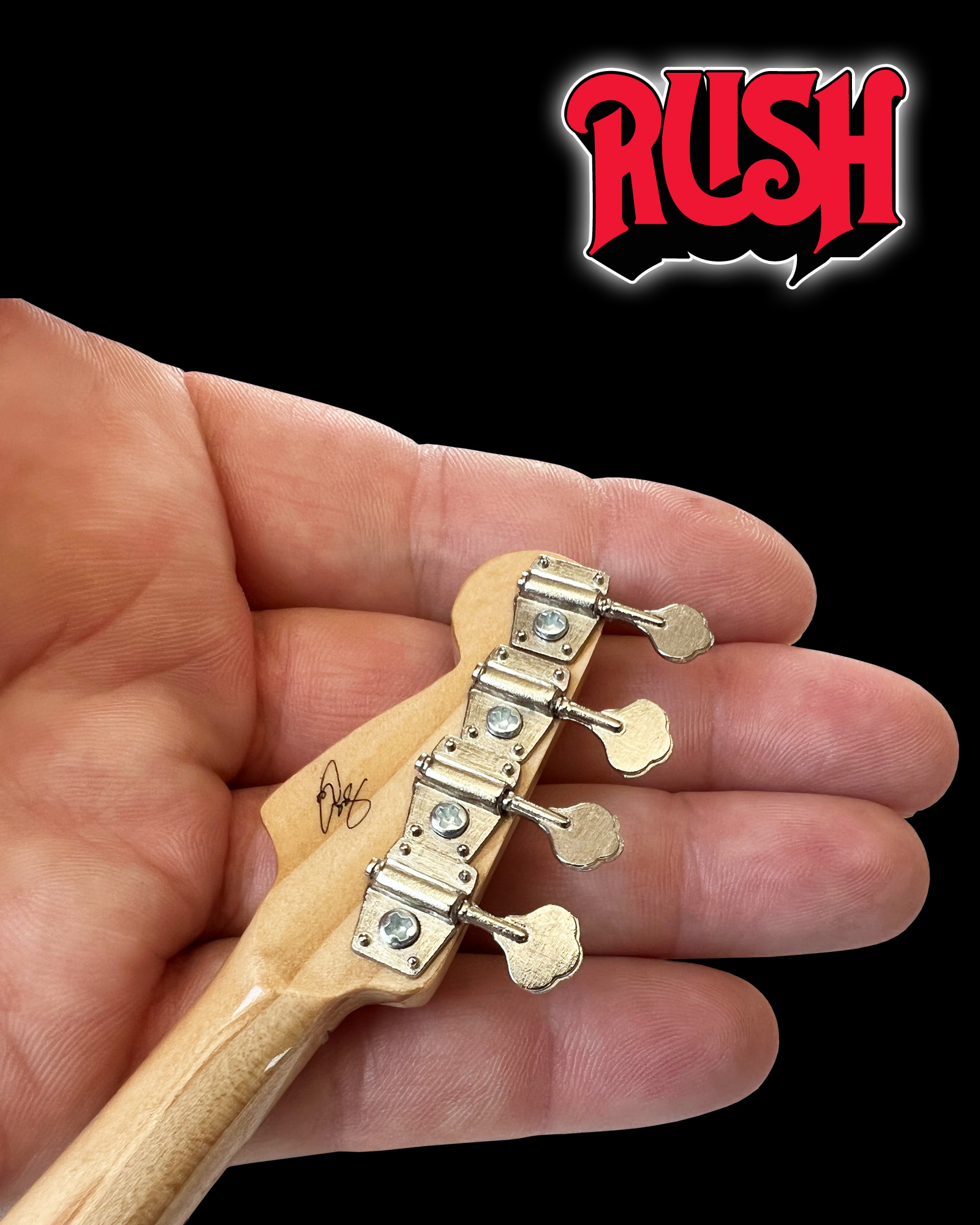 Headstock_Back of Geddy Lee Vintage Tour Edition Mini Fender™ Jazz™ Bass Model Officially Licensed by AXE HEAVEN®