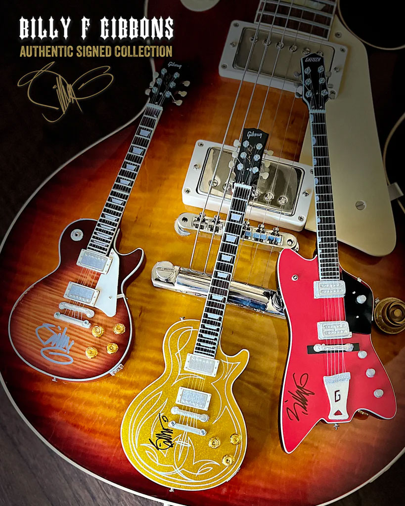 Billy F Gibbons Autographed Collection of Mini Guitars by AXE HEAVEN®