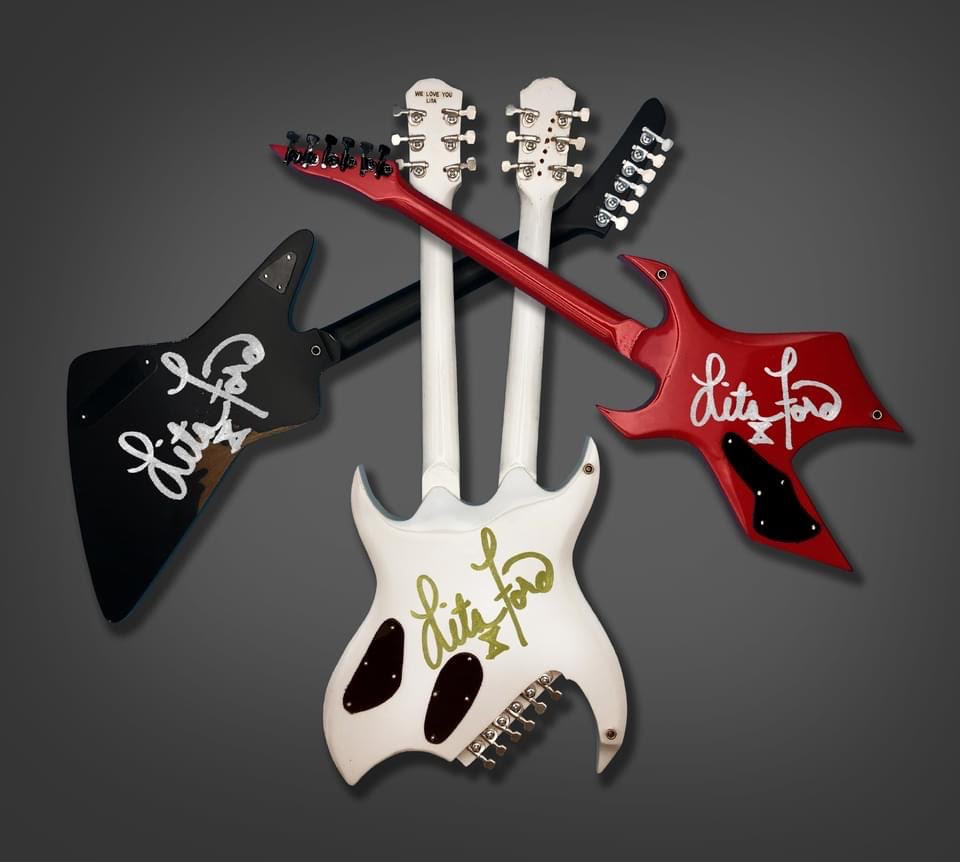 Lita Ford's Autograph on Mini Guitars by AXE HEAVEN®