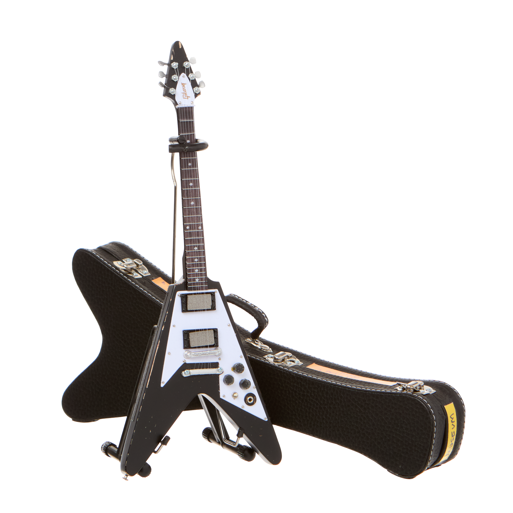 AXE HEAVEN® 1979 Gibson Flying V Mini Guitar with case and stand included in The Collection: Kirk Hammett, Custom Edition