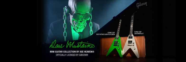 Dave Mustaine Signature Gibson Flying V SET OF 2 Mini Guitar Collection - Rust in Peace & Silver Metallic