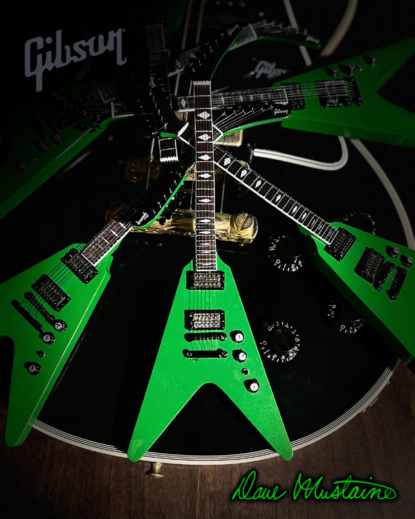 Dave Mustaine Gibson Flying V EXP Rust In Peace Alien Tech Green Mini Guitar Model