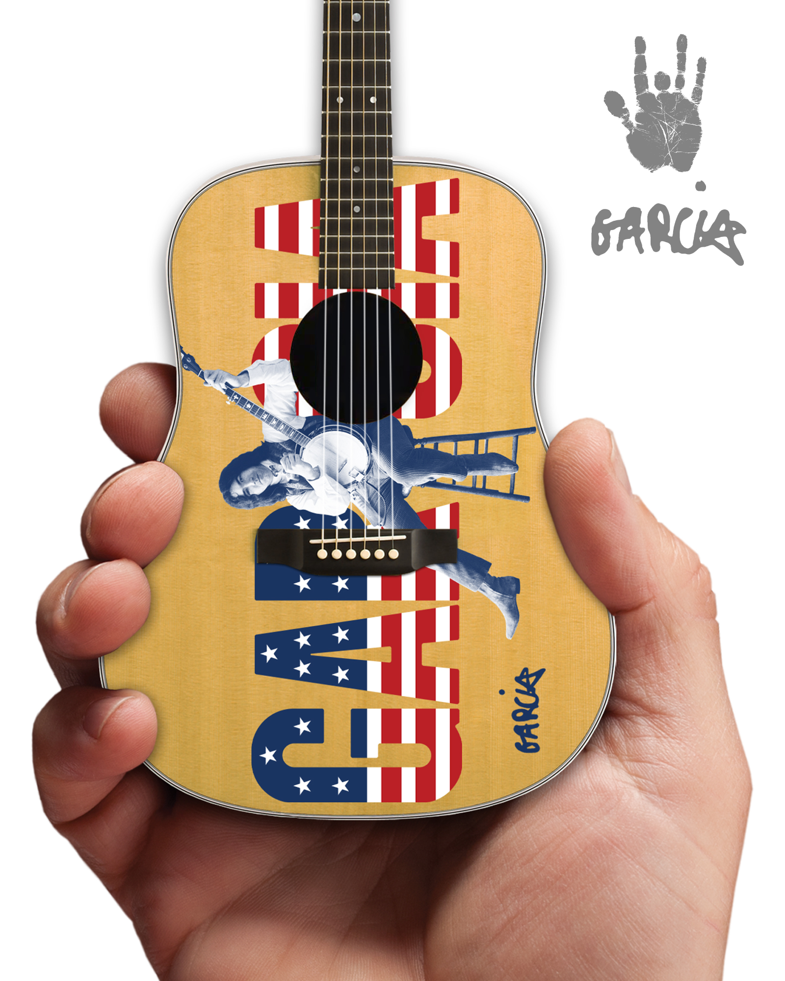 Jerry Garcia™ "USA Art Flag" Tribute Acoustic Mini Guitar - Herb Greene Photo
