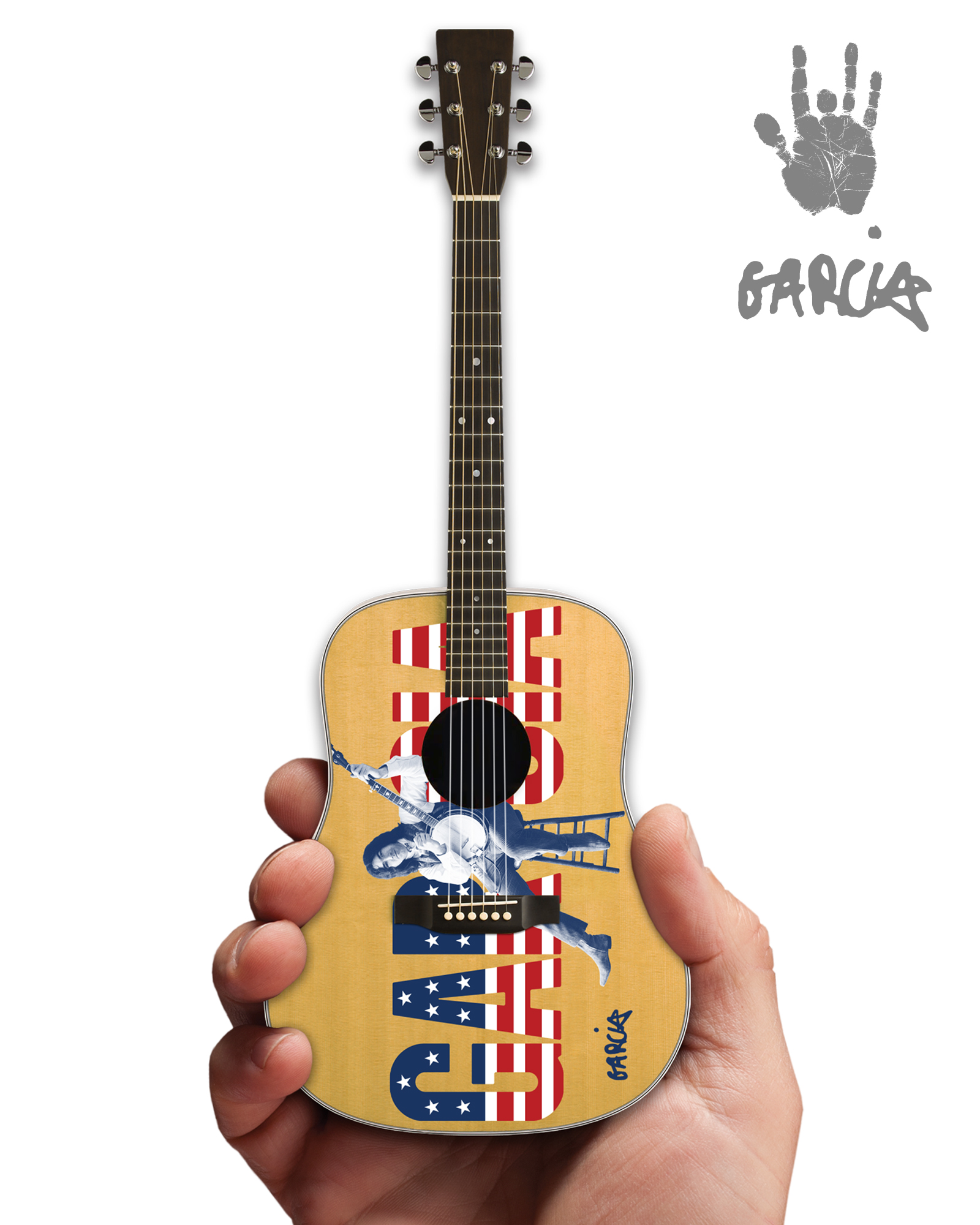 Jerry Garcia™ "USA Art Flag" Tribute Acoustic Mini Guitar - Herb Greene Photo