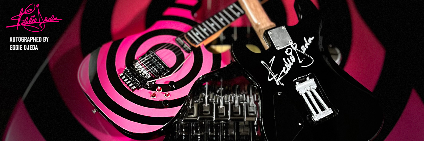 Autographed Eddie Ojeda – Twisted Sister – “Bulls Eye” Mini Guitar