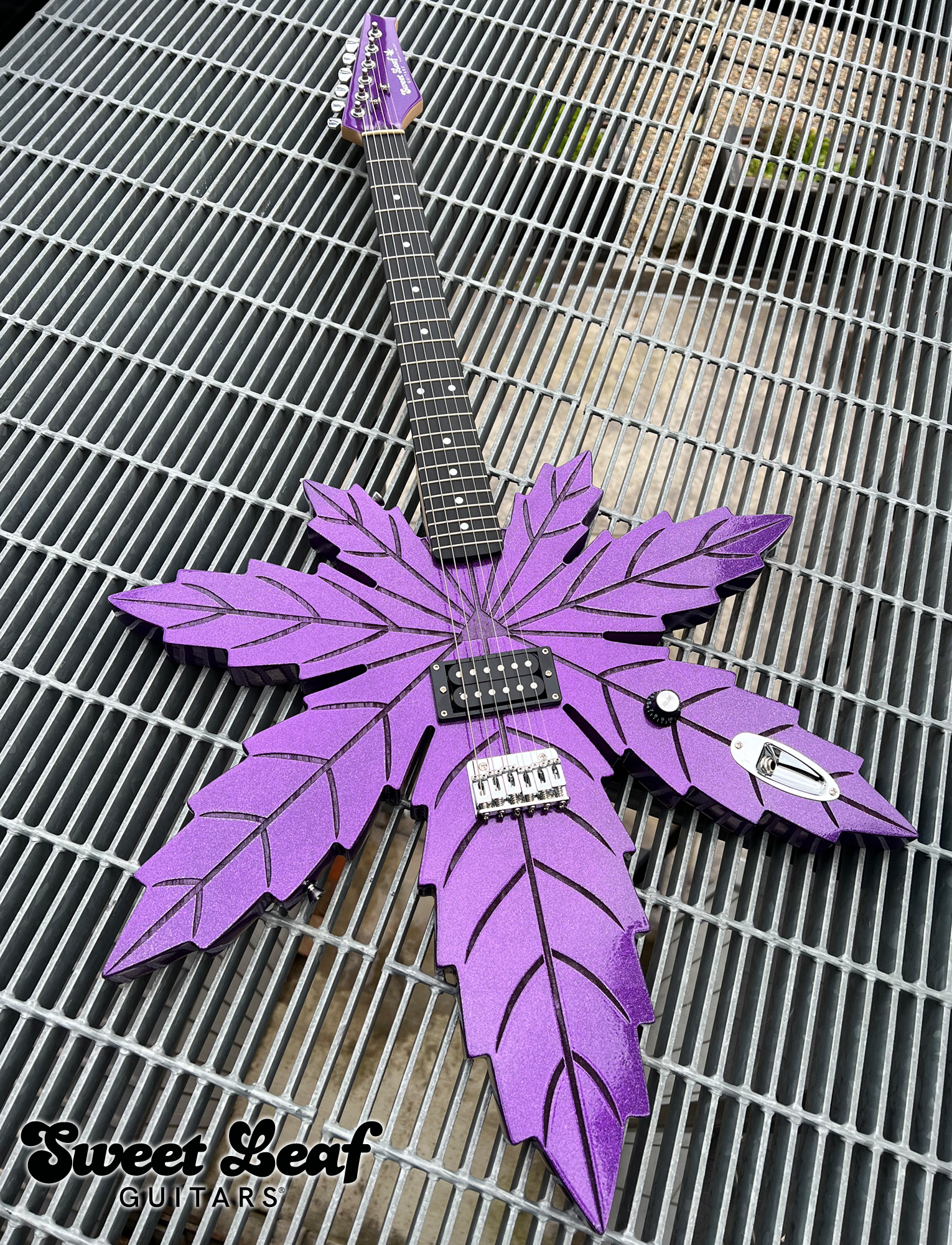 Marijuana Leaf Electric Guitar - Purple Haze - I Chong by Sweet Leaf Guitars®