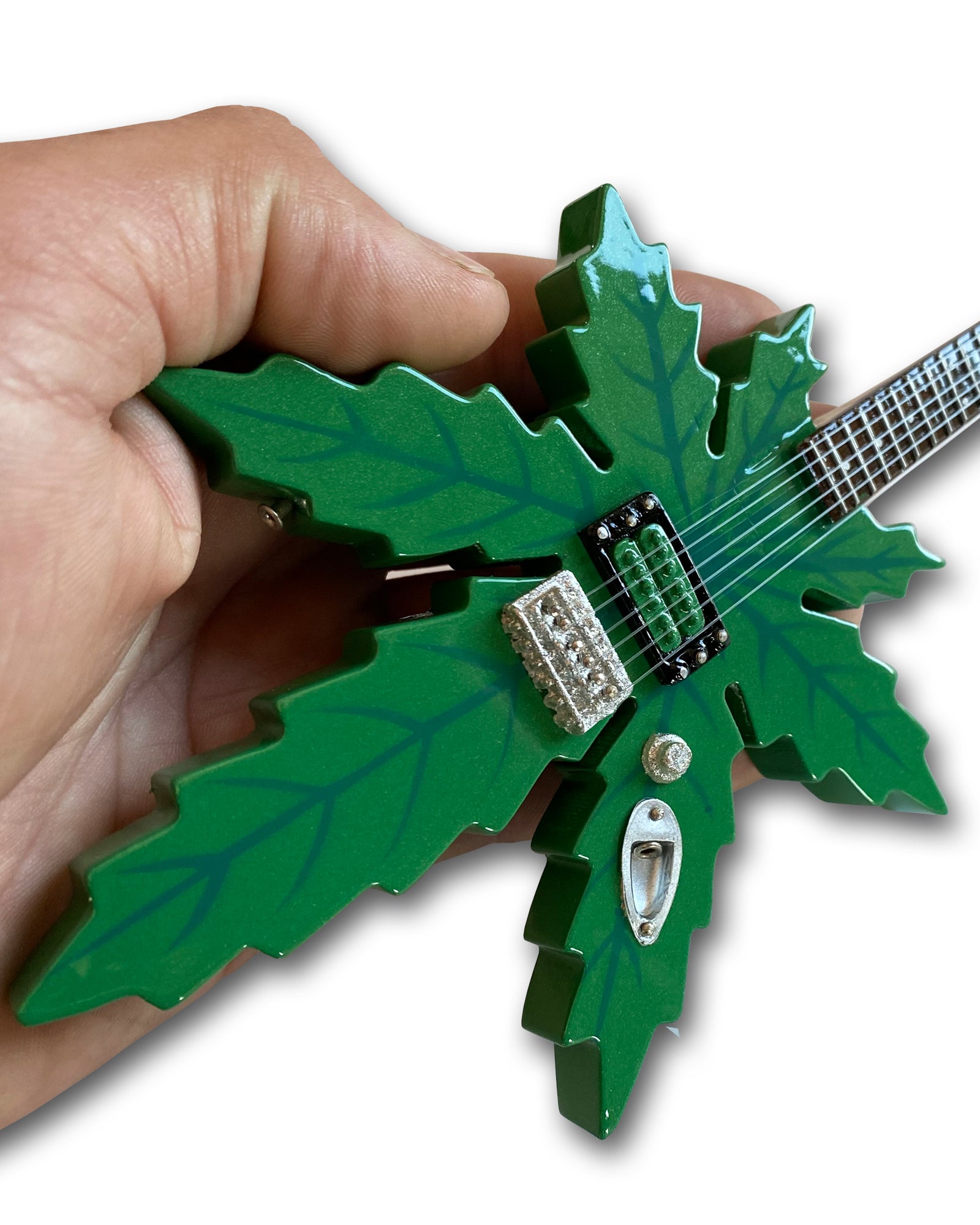 Sweet Leaf Guitars® Marijuana Shape Miniature Guitar Model by AXE HEAVEN®