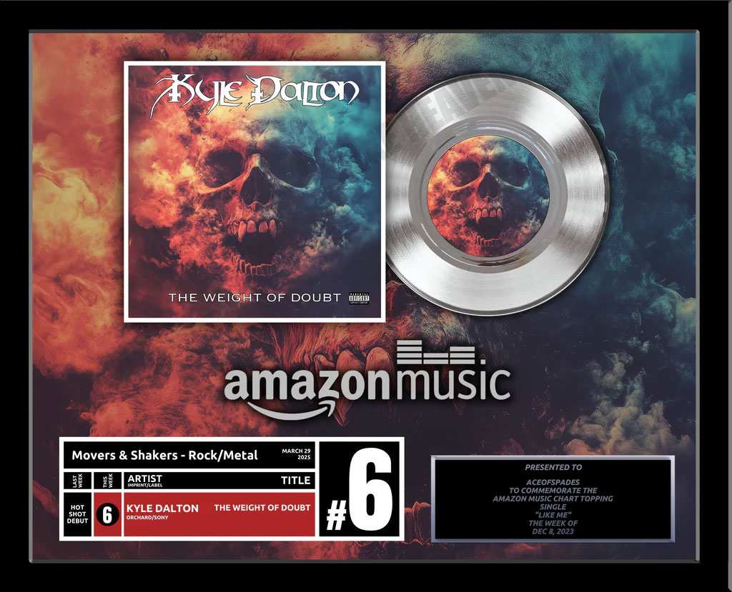 TOP of CHARTS - HORIZONTAL - Real Platinum 7" Record Album Award - 22" x 18" Framed Artist & Band - Billboard, iTunes, Spotify Recognition