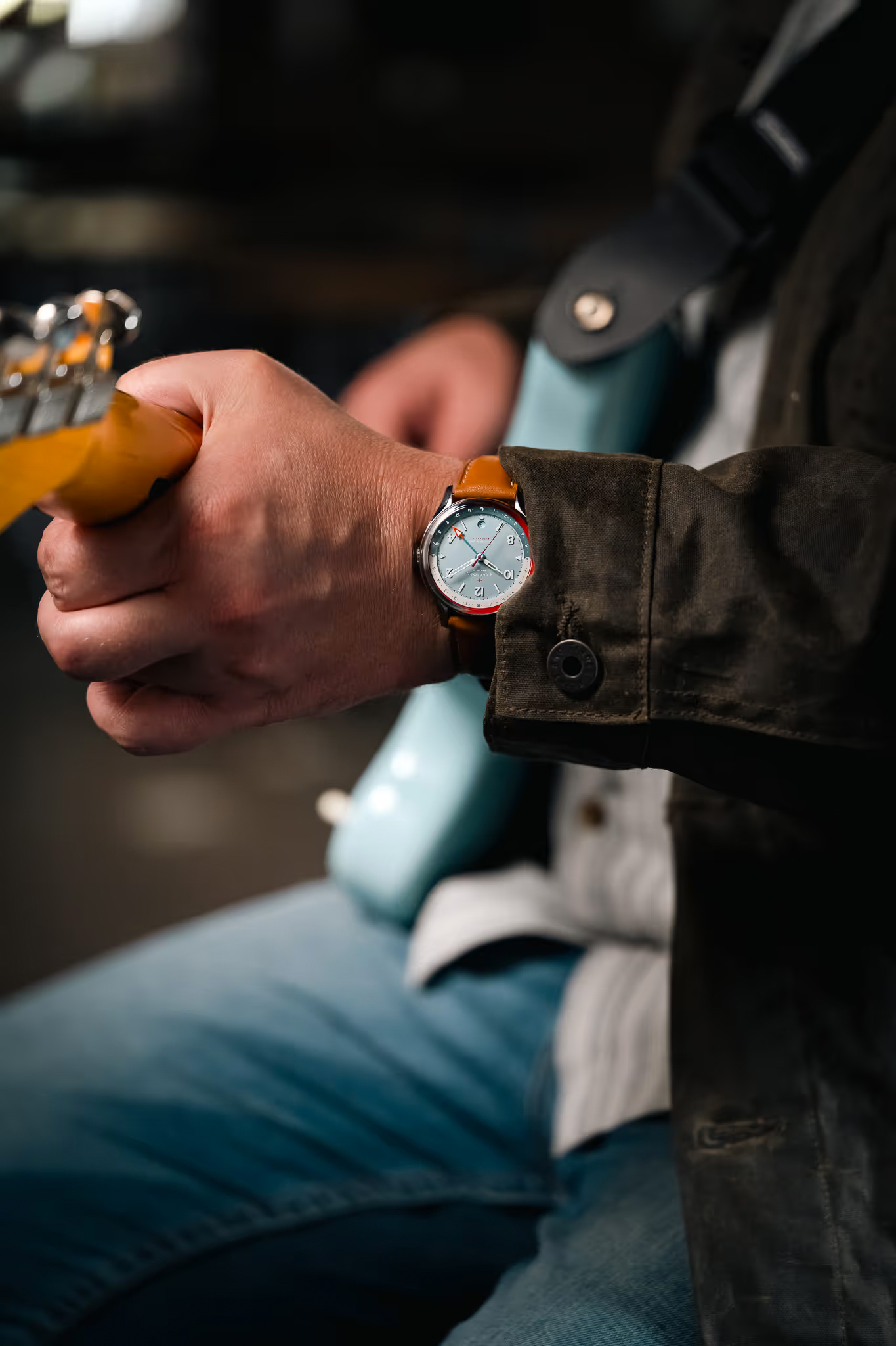 The Daphne, by Trafford Watch Co., inspired by Kurt Cobain's Fender Mustang guitar.