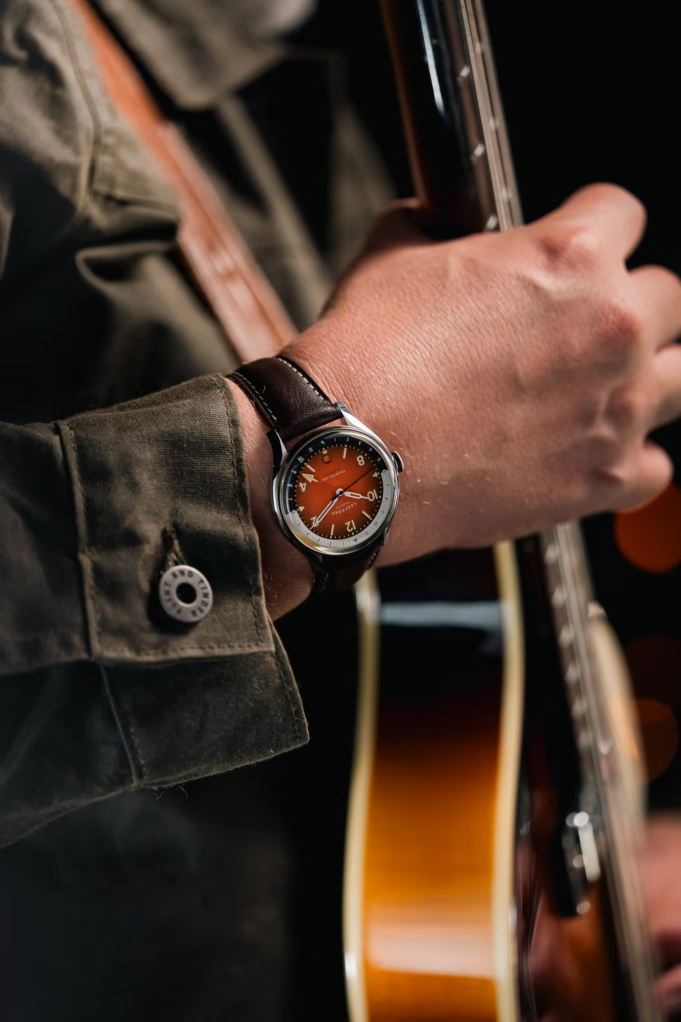 The Lefty, by Trafford Watch Co., inspired by Paul McCartney's left-handed Hofner bass guitar.