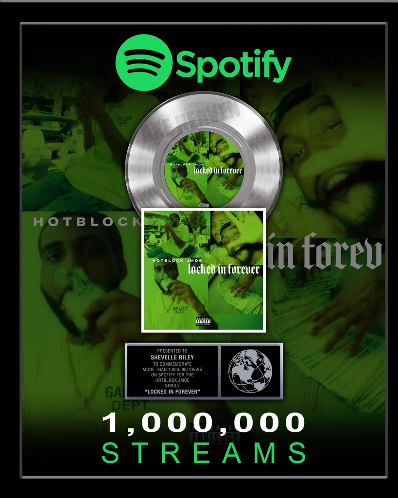 Spotify 1,000,000 Streams Record Award